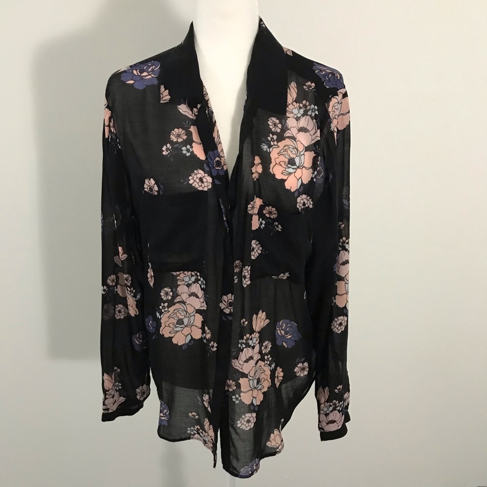 Anthropologie Cloth & Stone Floral Blouse Shirt 4 - Picture 2 of 8